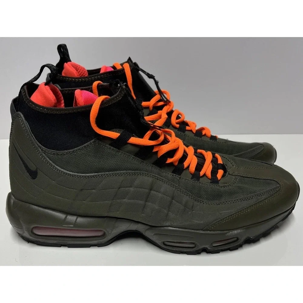 Nike Air Max 95 Sneaker Boot Dark Loden Cargo Khaki Crimson 806809-300 Men's 13